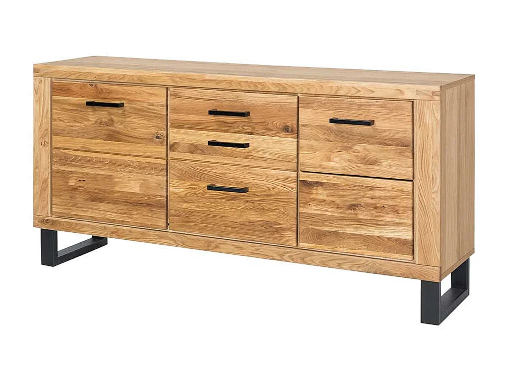 Wohnzimmer Sideboard aus Wildeiche geölt Bügelgestell aus Metall