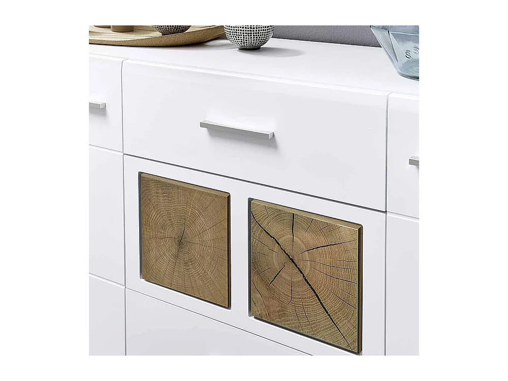 Design Sideboard in Weiß Holz Dekor LED Beleuchtung