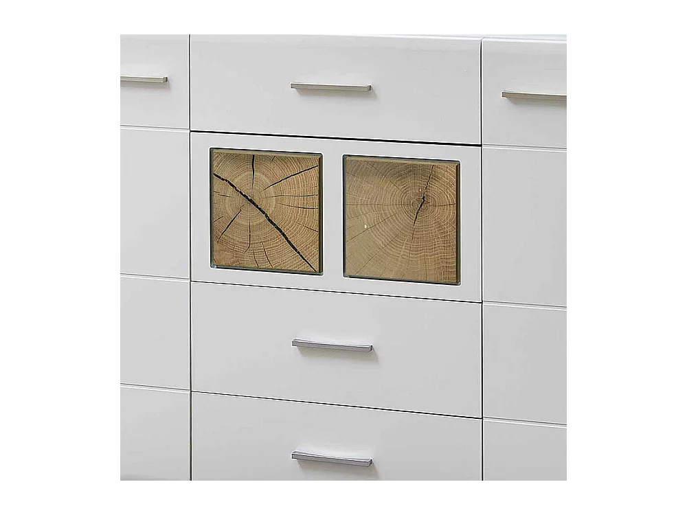 Design Sideboard in Weiß Holz Dekor LED Beleuchtung
