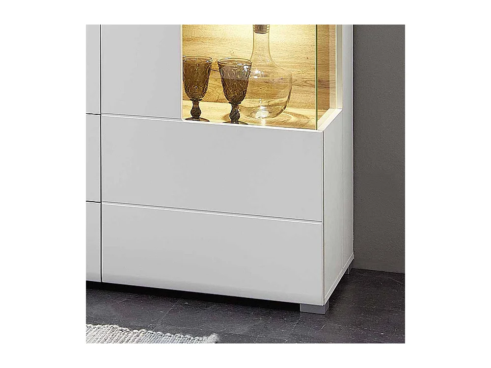 Design Sideboard in Weiß Holz Dekor LED Beleuchtung