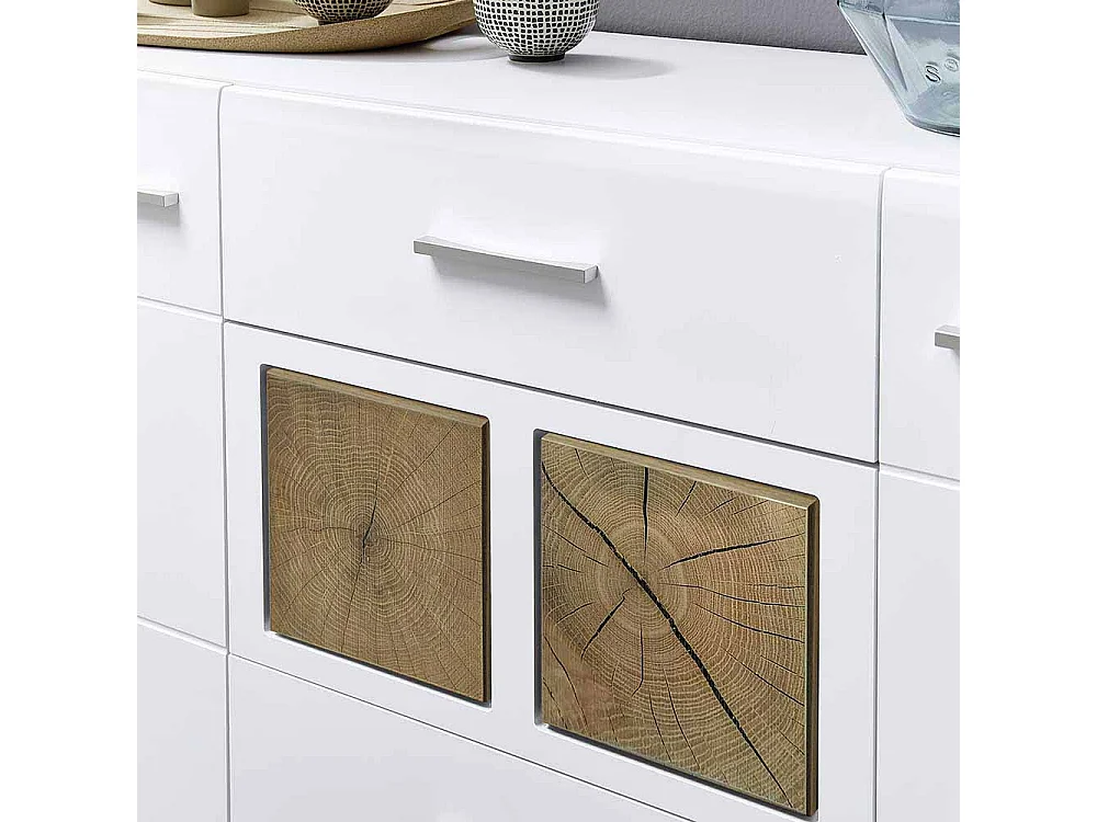 Design Sideboard in Weiß Holz Dekor LED Beleuchtung