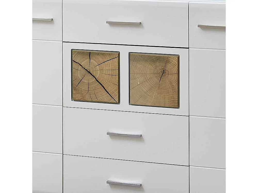 Design Sideboard in Weiß Holz Dekor LED Beleuchtung