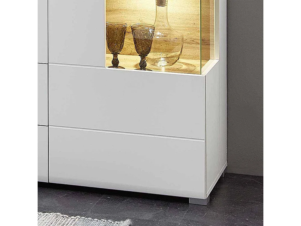 Design Sideboard in Weiß Holz Dekor LED Beleuchtung