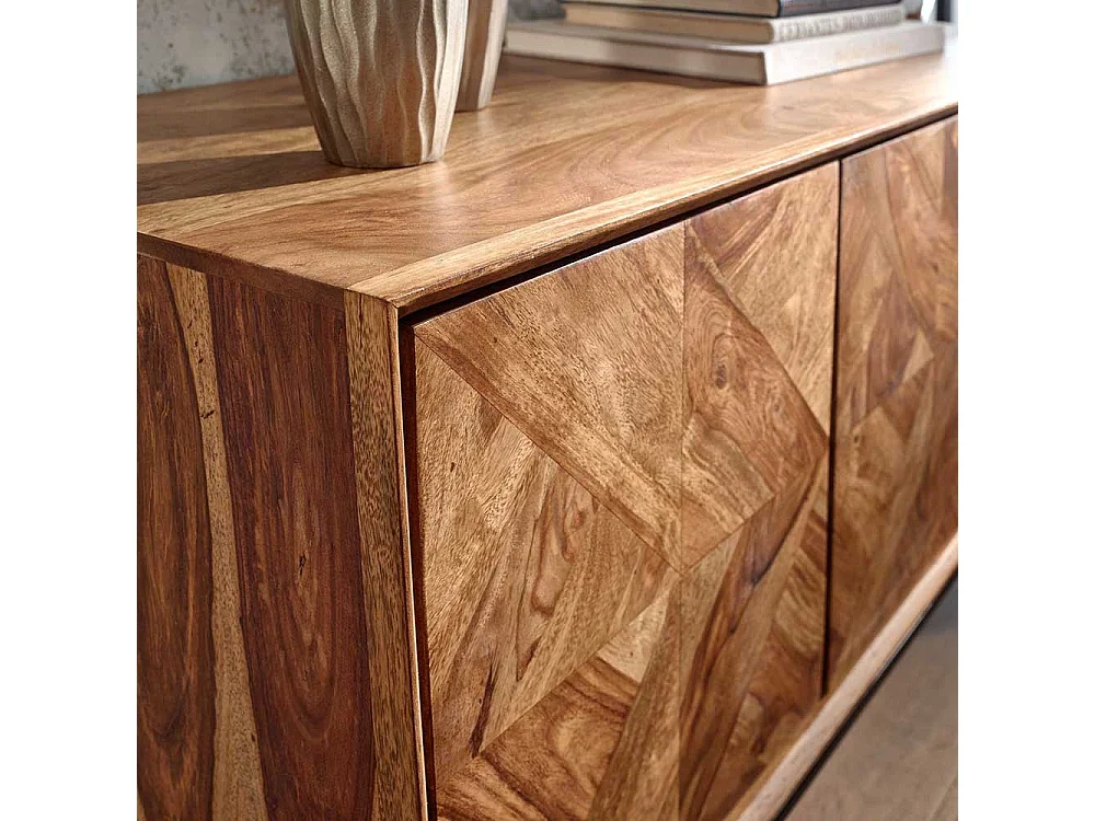 Sideboard Sheesham Massivholz mit Vierfußgestell aus Metall 123 cm breit