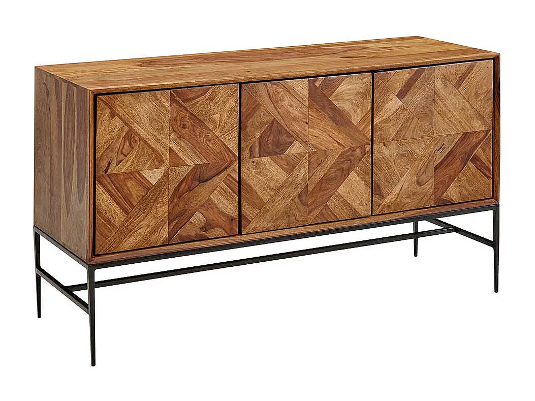 Sideboard Sheesham Massivholz mit Vierfußgestell aus Metall 123 cm breit