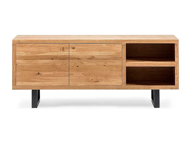 Loft Sideboard aus Asteiche Massivholz Bügelgestell aus Metall