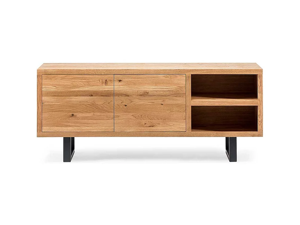 Loft Sideboard aus Asteiche Massivholz Bügelgestell aus Metall