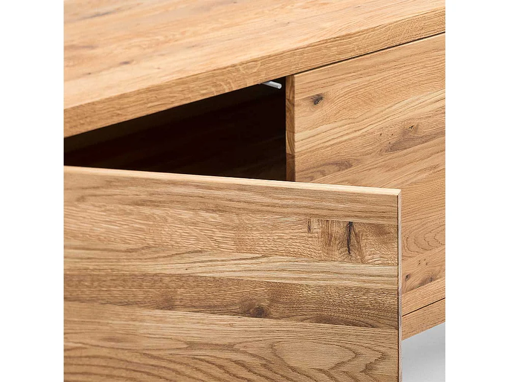 Loft Sideboard aus Asteiche Massivholz Bügelgestell aus Metall