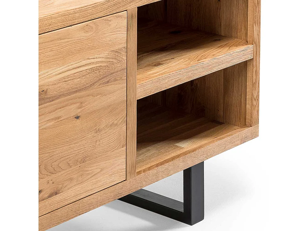 Loft Sideboard aus Asteiche Massivholz Bügelgestell aus Metall