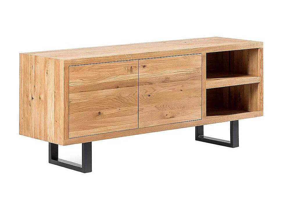 Loft Sideboard aus Asteiche Massivholz Bügelgestell aus Metall