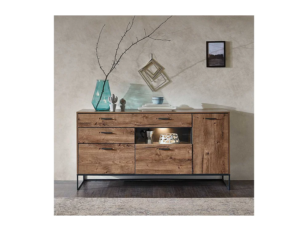 Design Sideboard in Eiche dunkel Optik 175 cm breit