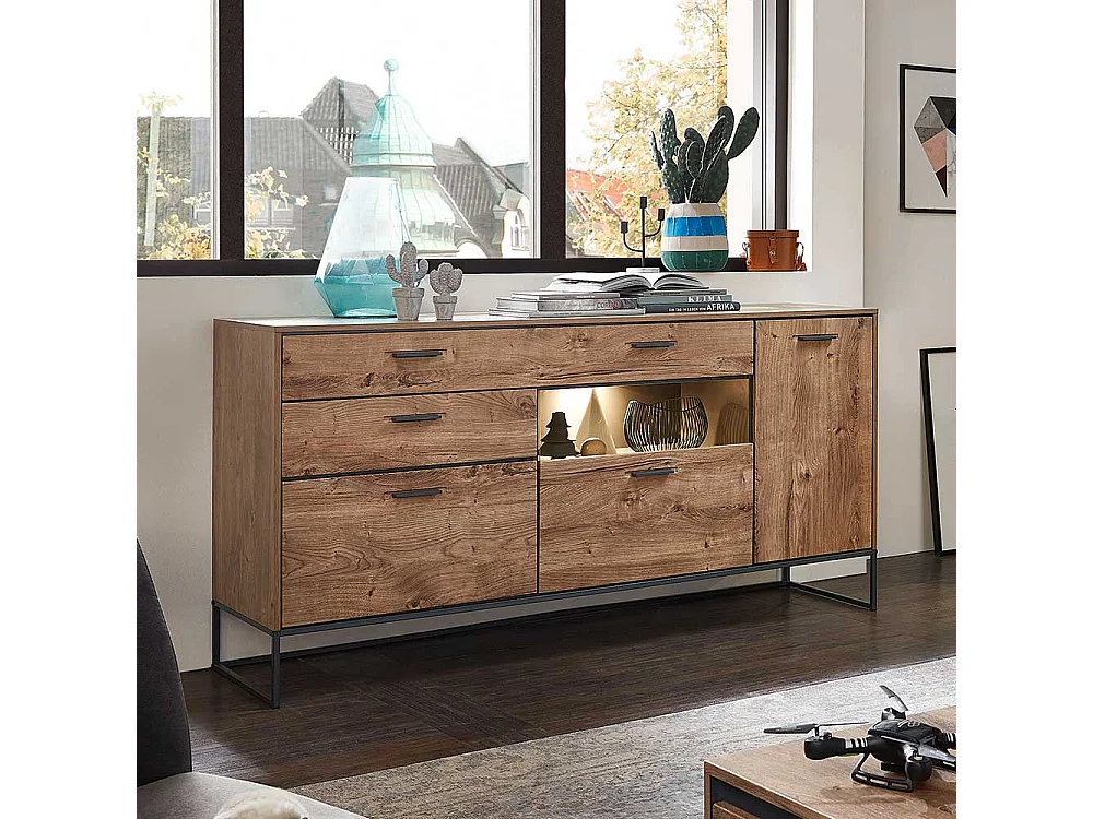 Design Sideboard in Eiche dunkel Optik 175 cm breit