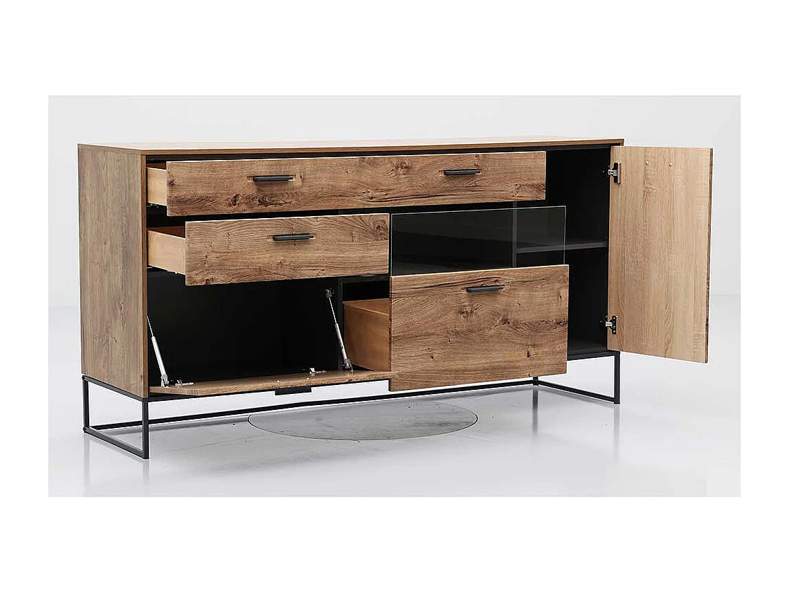 Design Sideboard in Eiche dunkel Optik 175 cm breit