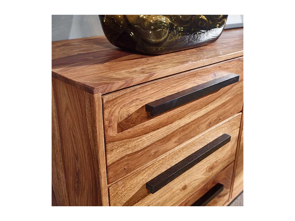 Esszimmersideboard aus Sheesham Massivholz Bügelgestell aus Metall