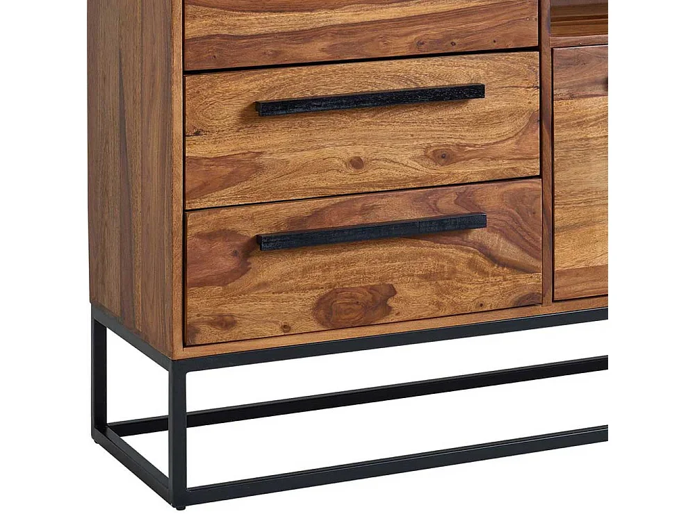 Esszimmersideboard aus Sheesham Massivholz Bügelgestell aus Metall