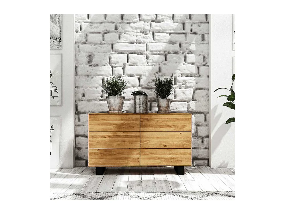 Sideboard mit Schubladen Wildeiche Massivholz