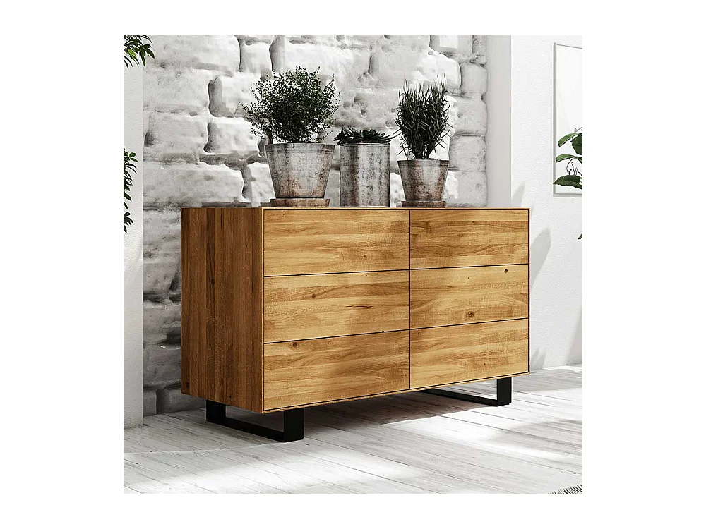 Sideboard mit Schubladen Wildeiche Massivholz