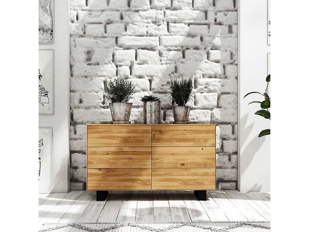 Sideboard mit Schubladen Wildeiche Massivholz