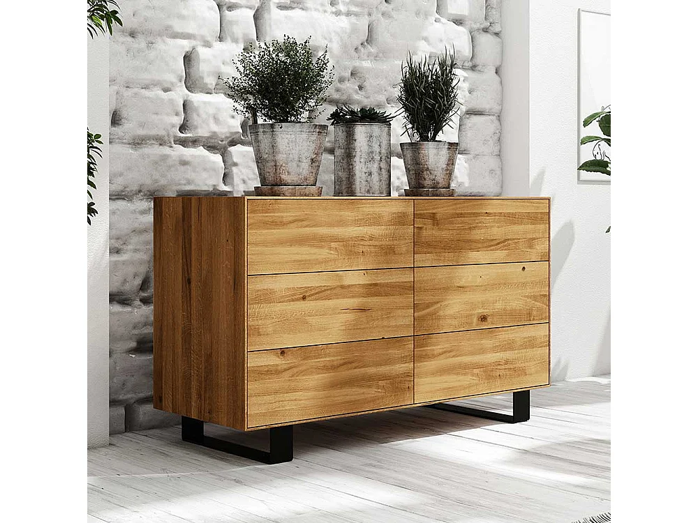Sideboard mit Schubladen Wildeiche Massivholz
