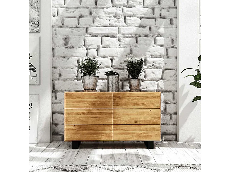 Sideboard mit Schubladen Wildeiche Massivholz
