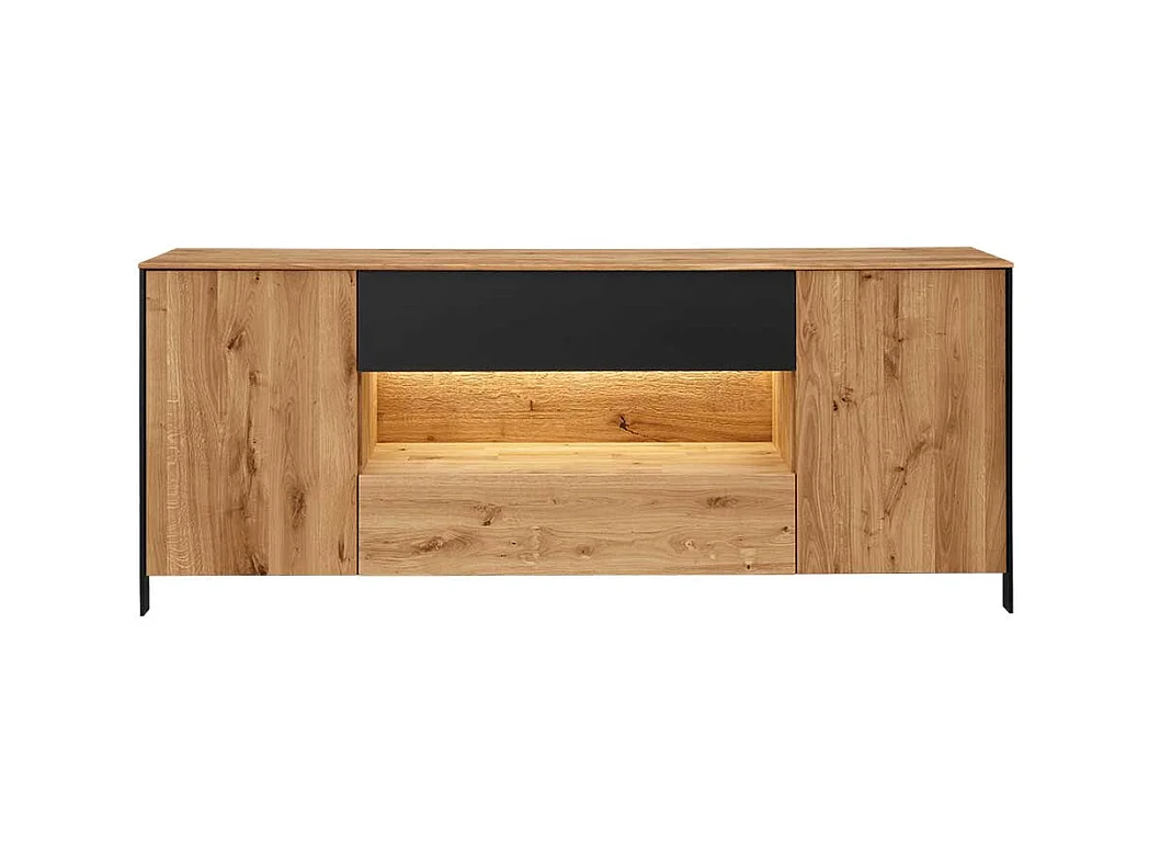 Esszimmersideboard aus Wildeiche Massivholz LED Beleuchtung