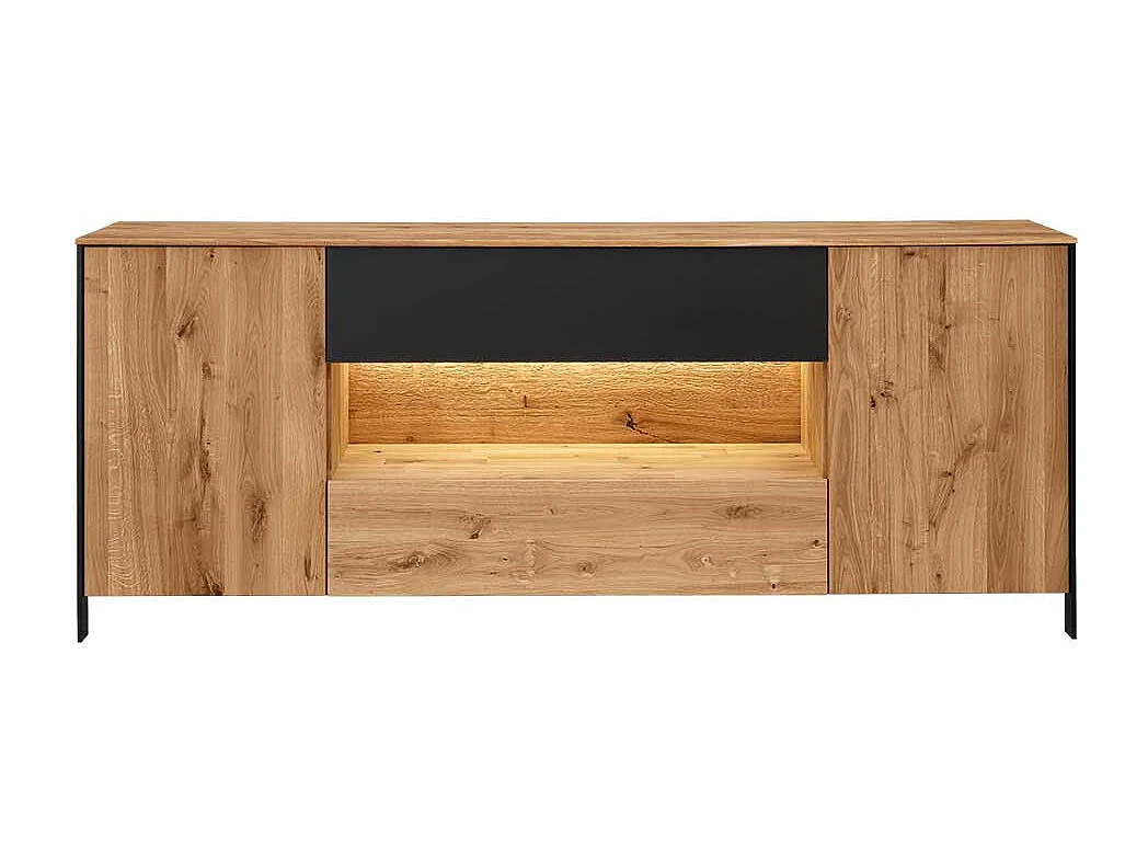 Esszimmersideboard aus Wildeiche Massivholz LED Beleuchtung