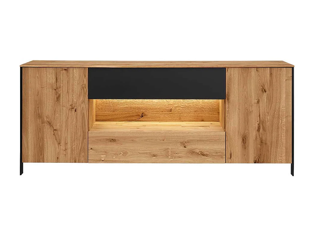Esszimmersideboard aus Wildeiche Massivholz LED Beleuchtung