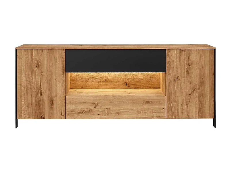 Esszimmersideboard aus Wildeiche Massivholz LED Beleuchtung