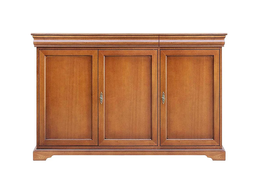 Nussbaum Sideboard teilmassiv 136 cm breit Türen abschließbar