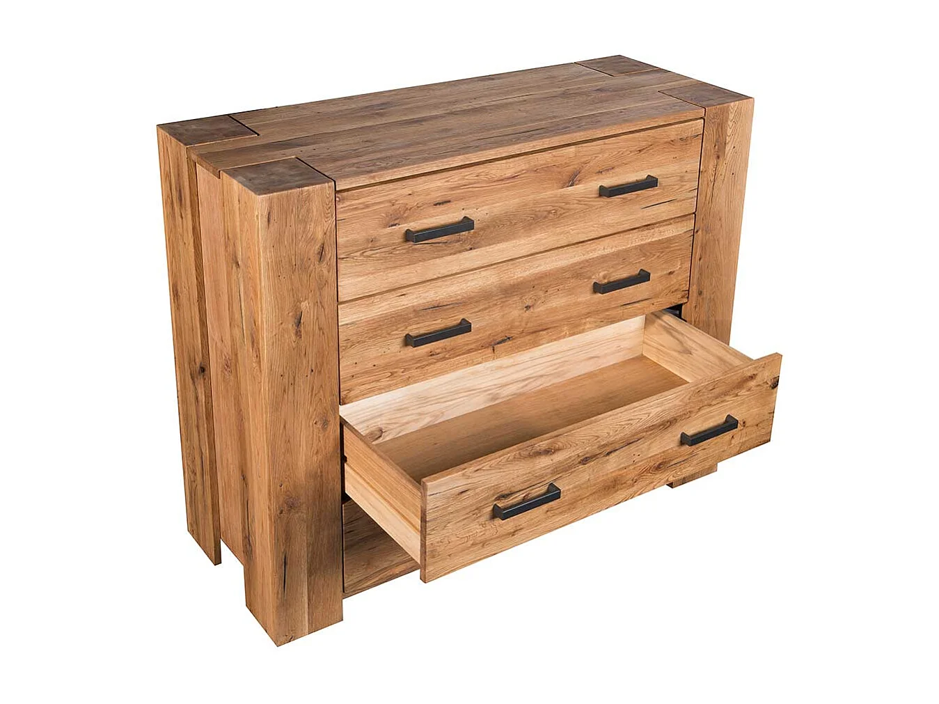 Wohnzimmer Sideboard aus Eiche Massivholz Schubladen