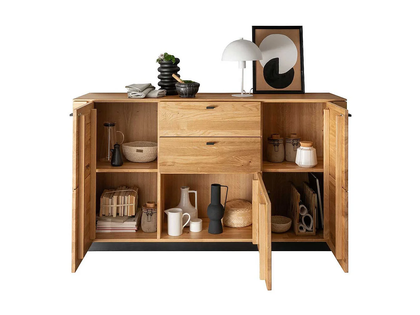 Esszimmersideboard Wildeiche massiv in modernem Design zwei Schubladen