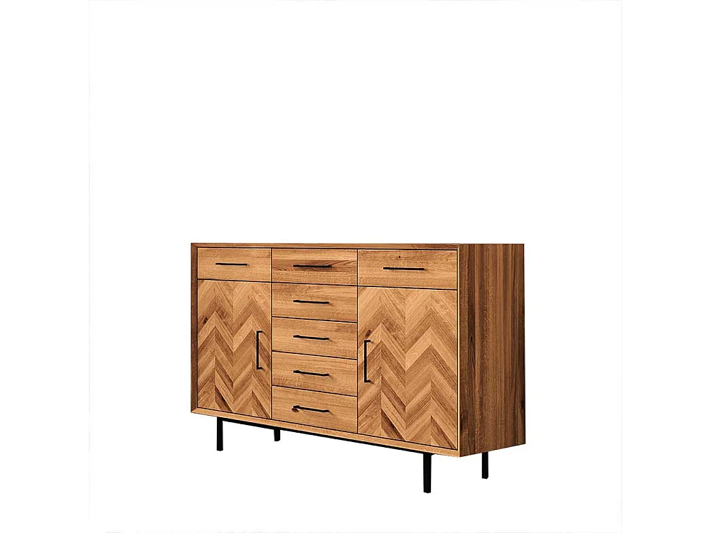 Sidebord Esszimmer aus Wildeiche Massivholz sieben Schubladen