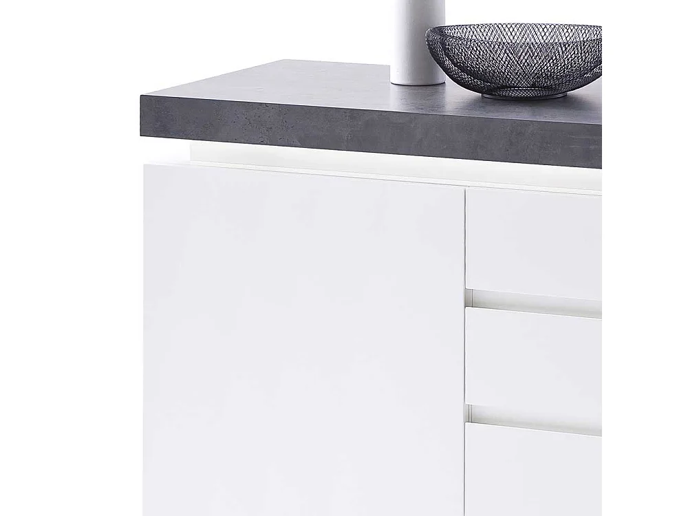 Sideboard in Weiß Grau Beleuchtung