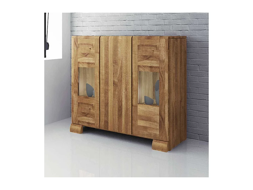 Esszimmer Anrichte aus Wildeiche Massivholz Glas