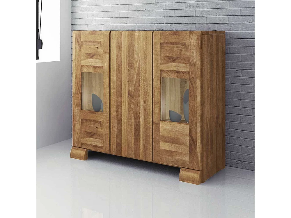 Esszimmer Anrichte aus Wildeiche Massivholz Glas