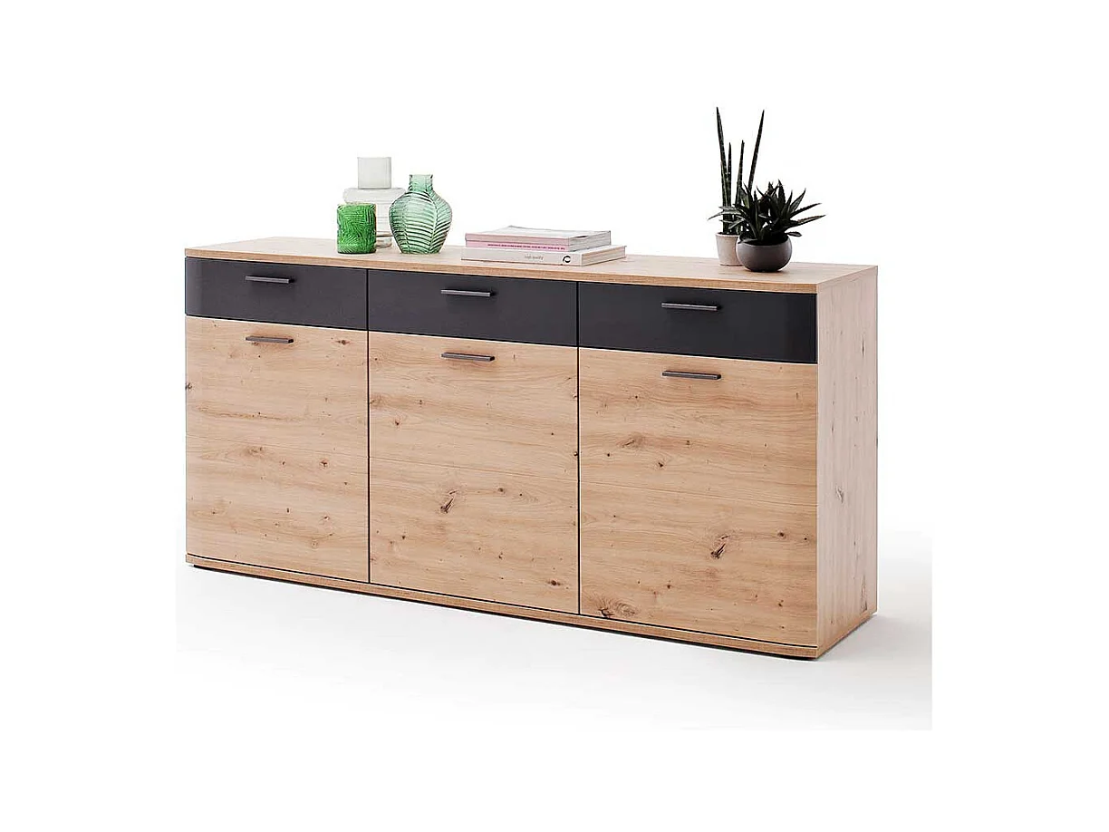 T�ren Sideboard in Eichefarben und Anthrazit 180 cm breit