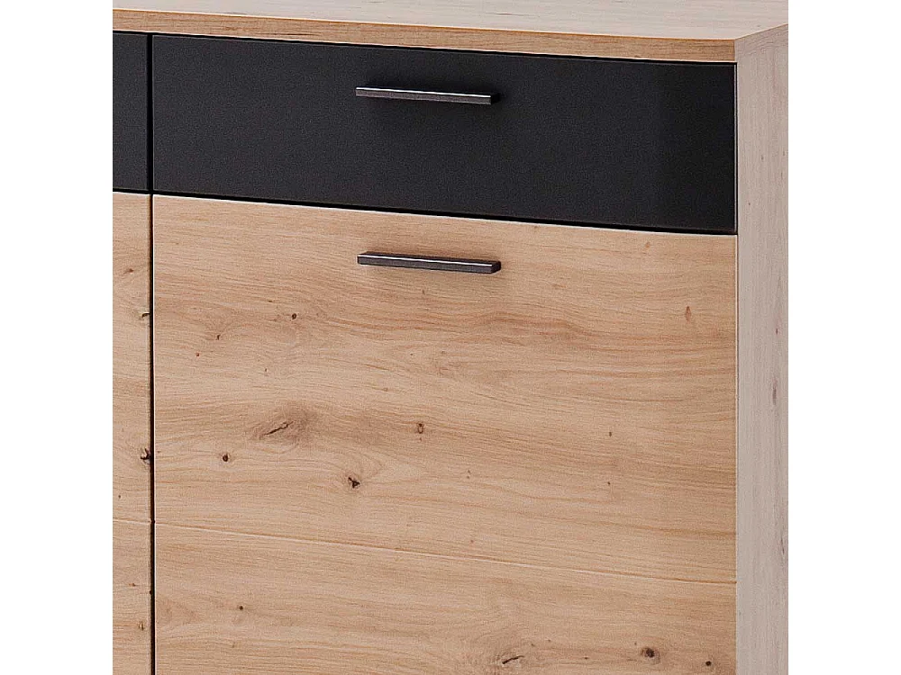 Türen Sideboard in Eichefarben und Anthrazit 180 cm breit