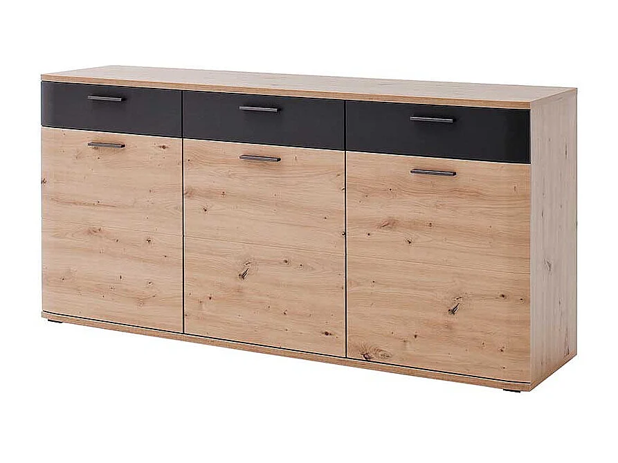 Türen Sideboard in Eichefarben und Anthrazit 180 cm breit