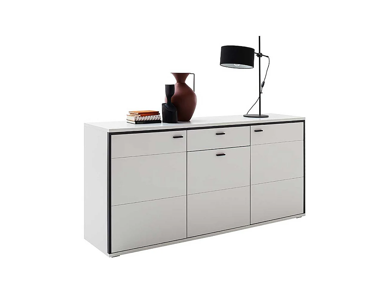 Sideboard weiss modern mit einer Schublade drei Drehtüren