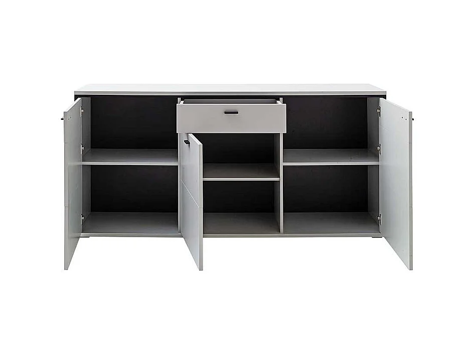 Sideboard weiss modern mit einer Schublade drei Drehtüren