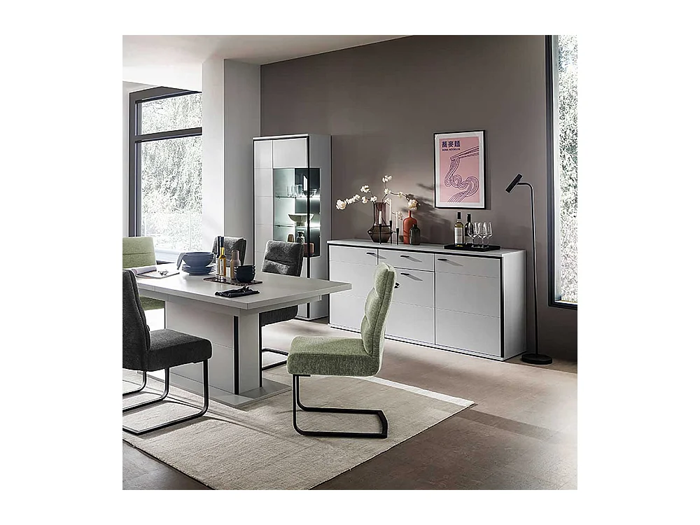 Sideboard weiss modern mit einer Schublade drei Drehtüren