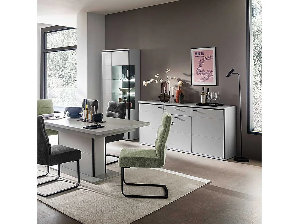 Sideboard weiss modern mit einer Schublade drei Drehtüren