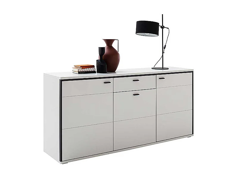 Sideboard weiss modern mit einer Schublade drei Drehtüren