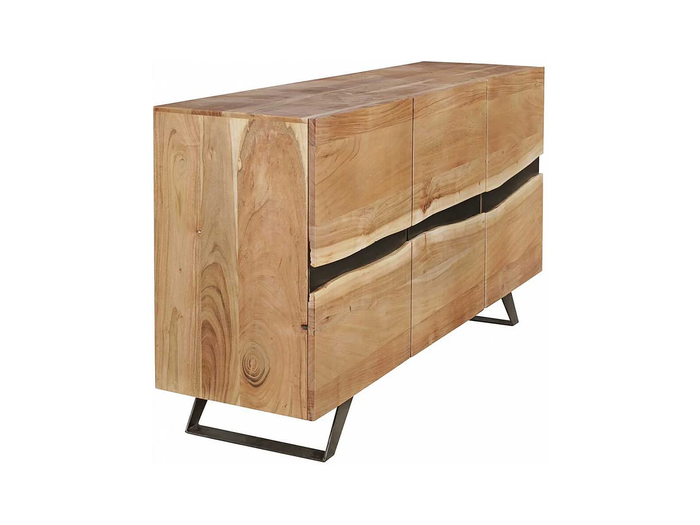 Wohnzimmer Sideboard aus Akazie massiv Metall