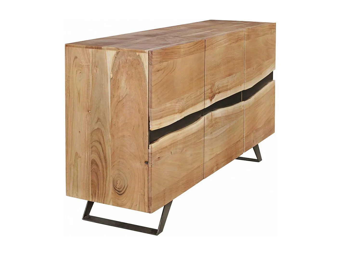 Wohnzimmer Sideboard aus Akazie massiv Metall