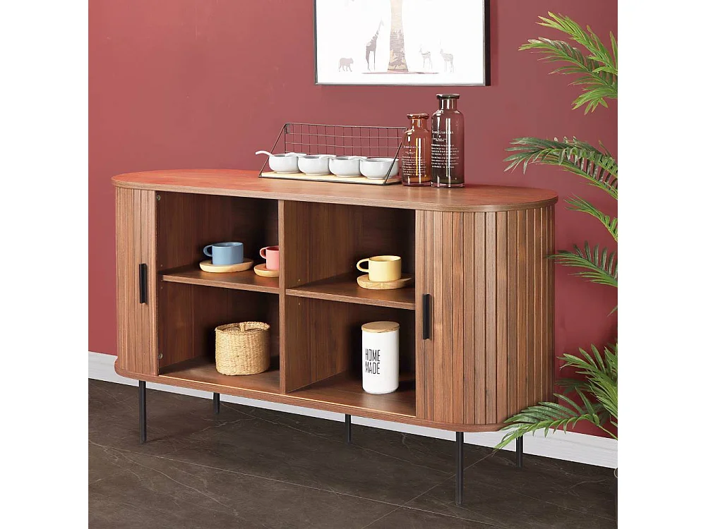 Sideboard Wohnzimmerkommode in Walnussfarben 140 cm breit