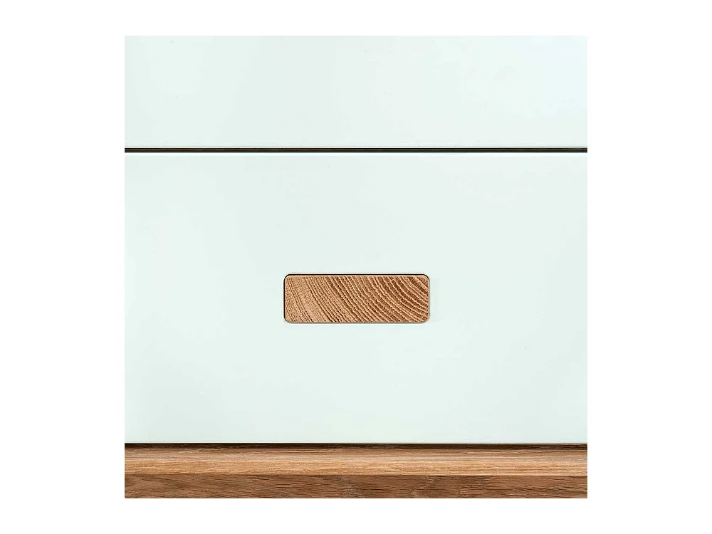 Sideboard mit drei Schubladen Weiß und Eiche Massivholz