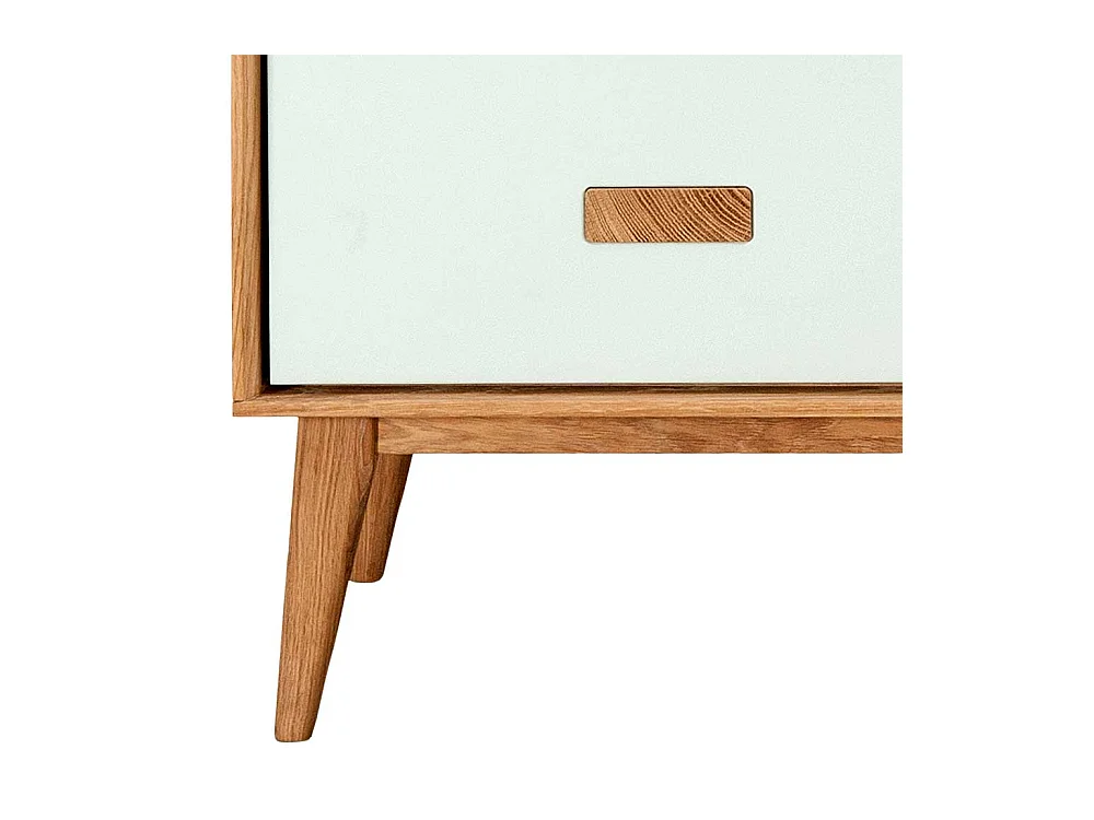 Sideboard mit drei Schubladen Weiß und Eiche Massivholz
