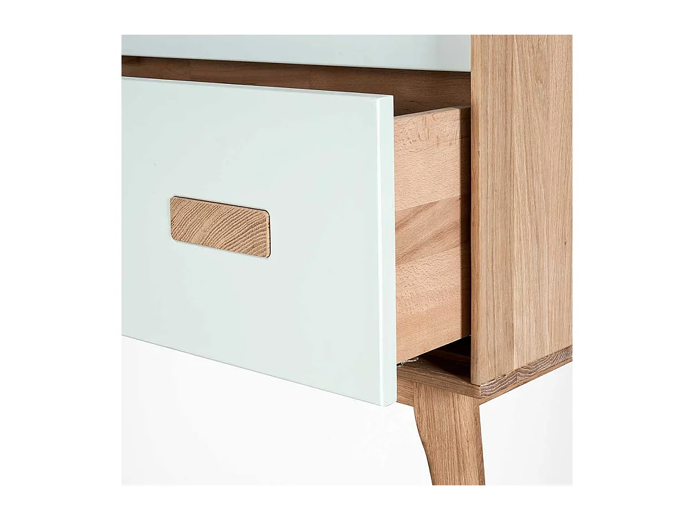 Sideboard mit drei Schubladen Weiß und Eiche Massivholz