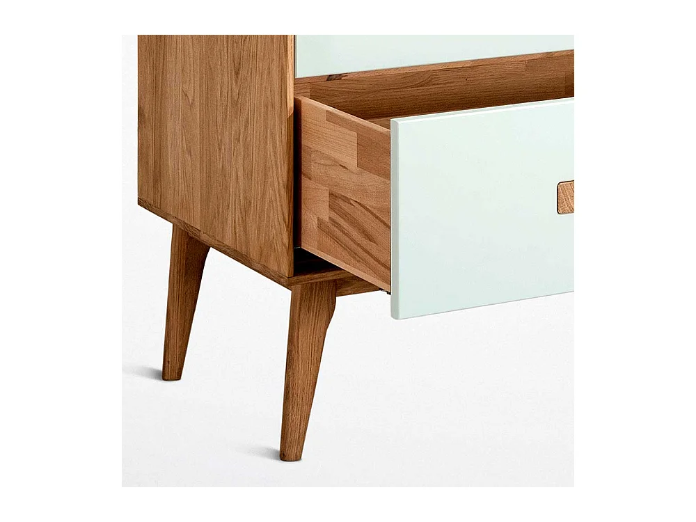 Sideboard mit drei Schubladen Weiß und Eiche Massivholz